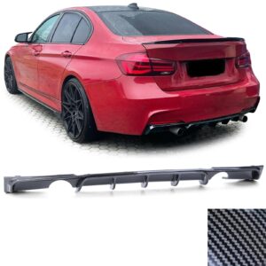 Sport achterdiffusor enkele pijp aan beide zijden carbon look geschikt voor BMW 3 Serie F30