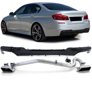 Achterdiffusor glanzend + Duplex V8 Uitlaat Conversie Geschikt voor BMW 5-Serie F10/F11/520/525/530