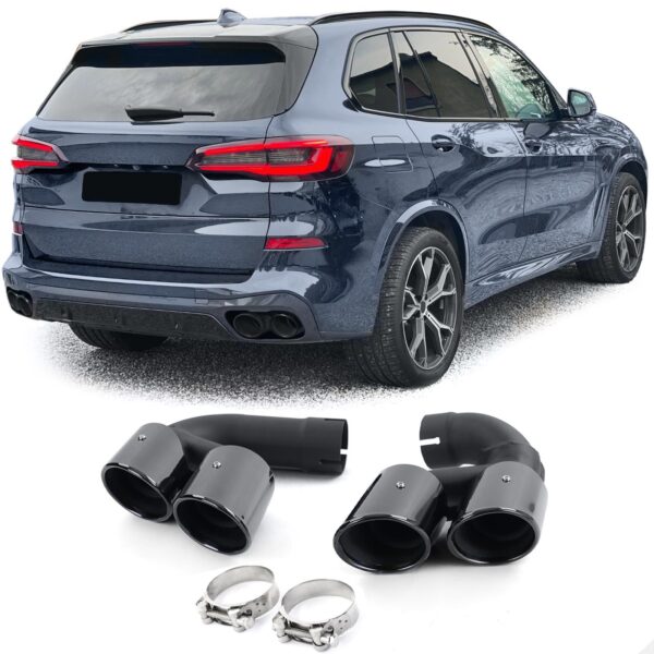 Sportieve RVS Dubbele Zwarte Eindpijpen voor BMW X5 G05, X6 G06, X7, G07, 40i