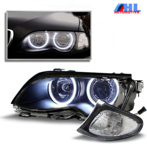 LED Angel Eyes Koplampen + Knipperlichten Helder Zwart BMW E46 Sedan/Touring 01-05