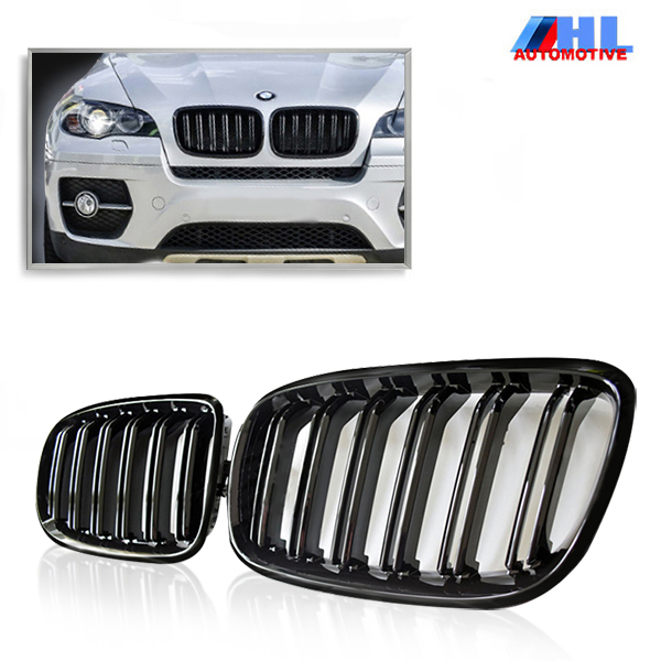 Grille DubbelSpijl Glanzend Zwart BMW X5 E70 / X6 E71  bj 06-14.