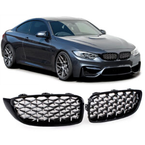 Grille Sport Diamond Glanzend Zwart BMW 4 serie F32/F33/F36/F82/F83 bj vanaf 13 Tijdelijk uitverkocht