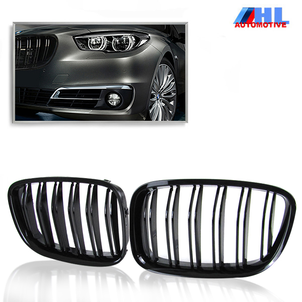 Grill Dubbel Spijls Glanzend Zwart BMW 5 serie GT F07 vanaf bj 2009