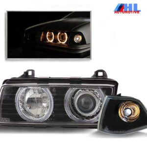 Angel Eyes Koplampen + Knipperlichten Helder Zwart BMW E36 Sedan/Touring 90-98