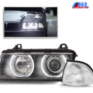 LED Angel Eyes Koplampen + Wit Knipperlichten BMW E36 Sedan/Touring 90-98 H7