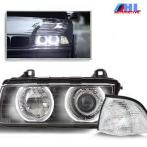 LED Angel Eyes Koplampen + Wit Knipperlichten BMW E36 Coupe/Cabrio 90-98 H7