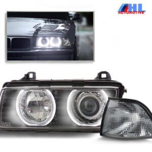 LED Angel Eyes Koplampen + Smoke Knipperlichten BMW E36 Coupe/Cabrio 90-98 H7