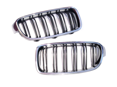 Grille Dubbel Spijl Glanzend Chrome Zwart BMW 3 serie F30/F31 bj 11 - 15